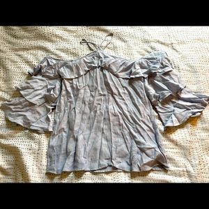 Ruffled silver halter blouse
